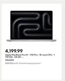 Staples Apple MacBook Pro 16 - M5 Pro - 18-core CPU - 1 TB SSD - 24 GB - Silver offer