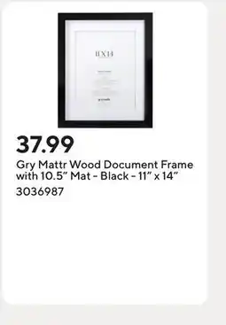Staples Gry Mattr Wood Document Frame with 10.5 Mat - Black - 11 x 14 offer