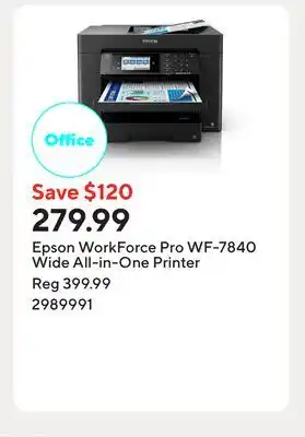 Staples Epson WorkForce Pro WF-7840 Wide All-in-One Printer offer