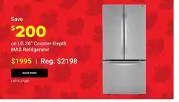 Visions Electronics LG 36˝ Counter-Depth MAX Refrigerator LRFLC2706S offer