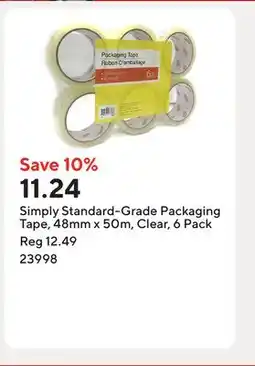 Staples Simply Standard-Grade Packaging Tape, 48mm x 50m, Clear offer