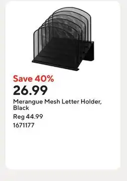 Staples Merangue Mesh Letter Holder, Black offer