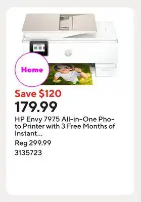 Staples HP Envy 7975 All-in-One Photo Printer with 3 Free Months of Instant Ink offer