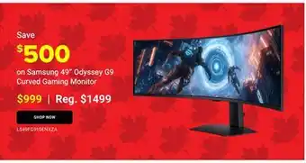 Visions Electronics Samsung 49 Odyssey G9 Curved Gaming Monitor offer