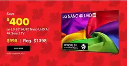Visions Electronics LG 85 NU70 Nano UHD AI 4K Smart TV offer