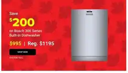 Visions Electronics on Bosch 300 Series Built-in Dishwasher offer