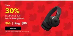 Visions Electronics JBL Live 670 On-Ear Headphones offer