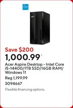 Staples Acer Aspire Desktop - Intel Core i5-14400/1TB SSD/16GB RAM/Windows 11 offer
