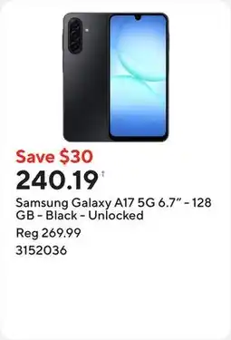 Staples Samsung Galaxy A17 5G 6.7 - 128 GB - Black - Unlocked offer