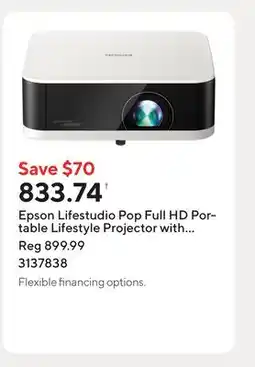 Staples Epson Lifestudio Pop Full HD Portable Lifestyle Projector with Sound by Bose Technology – White offer