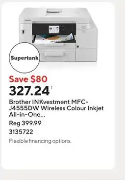 Staples Brother INKvestment MFC-J4555DW Wireless Colour Inkjet All-in-One Printer offer
