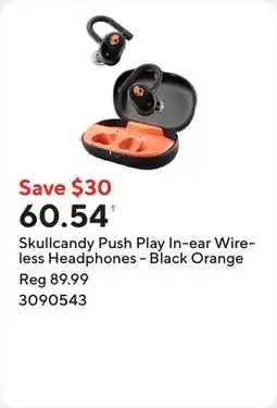 Staples Skullcandy Push Play In-ear Wireless Headphones - Black Orange offer