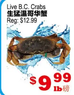 Yuan Ming Supermarket Live B.C. Crabs offer