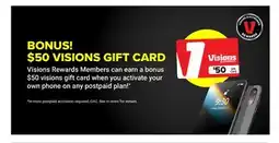 Visions Electronics BONUS! $50 VISIONS GIFT CARD offer