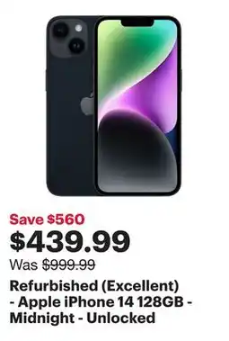 Best Buy Refurbished (Excellent) - Apple iPhone 14 128GB - Midnight - Unlocked offer
