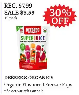 The Big Carrot DEEBEE'S ORGANICS Organic Flavoured Freezie Pops offer