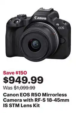 Best Buy Canon EOS R50 Mirrorless Camera with RF-S 18-45mm IS STM Lens Kit offer