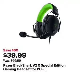 Best Buy Razer BlackShark V2 X Special Edition Gaming Headset for PC - Black/Green offer