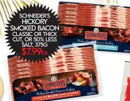 Fiesta Farms SCHNEIDER'S HICKORY SMOKED BACON CLASSIC OR THICK CUT, OR 50% LESS SALT offer