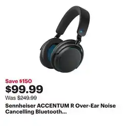 Best Buy Sennheiser ACCENTUM R Over-Ear Noise Cancelling Bluetooth Headphones - Blue - Only at Best Buy offer