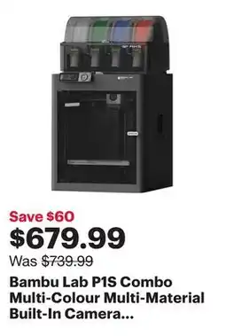 Best Buy Bambu Lab P1S Combo Multi-Colour Multi-Material Built-In Camera Wireless 3D Printer offer