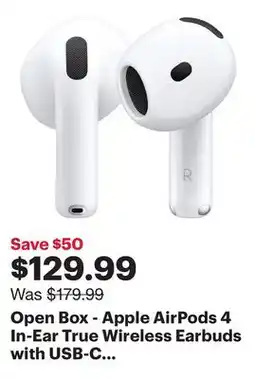 Best Buy Open Box - Apple AirPods 4 In-Ear True Wireless Earbuds with USB-C Charging Case offer