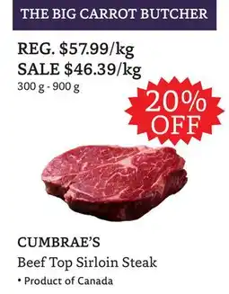 The Big Carrot CUMBRAE'S Beef Top Sirloin Steak offer