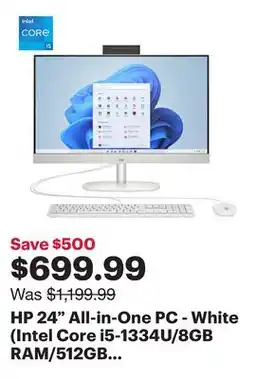 Best Buy HP 24 All-in-One PC - White (Intel Core i5-1334U/8GB RAM/512GB SSD/Windows 11) - Only at Best Buy offer