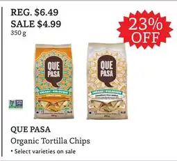 The Big Carrot QUE PASA Organic Tortilla Chips offer