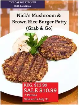 The Big Carrot Nick's Mushroom & Brown Rice Burger Patty (Grab & Go) offer
