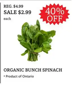 The Big Carrot ORGANIC BUNCH SPINACH offer