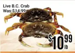 Nations Fresh Foods Live B.C. Crab offer