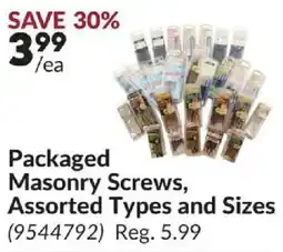 Princess Auto Packaged Masonry Screws, Assorted Types and Sizes offer
