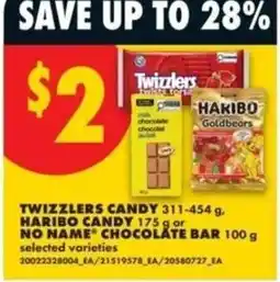 No Frills Twizzlers candy, haribo candy or no name chocolate bar offer