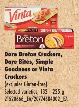 No Frills Dare Breton Crackers, Dare Bites, Simple Goodness or Vinta Crackers offer