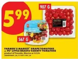 No Frills Farmer's market grape tomatoes or PC little beauts variety tomatoes offer