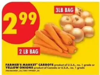 No Frills Farmer's market carrots or yellow onions offer