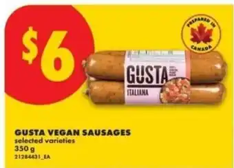 No Frills Gusta vegan sausages offer