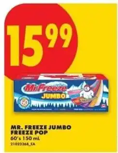 No Frills Mr. Freeze jumbo freeze pop offer