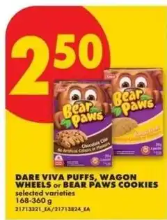 No Frills Dare viva puffs, wagon wheels or bear paws cookies offer