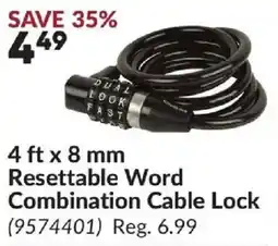 Princess Auto Resettable Word Combination Cable Lock offer