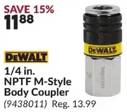 Princess Auto Dewalt NPTF M-Style Body Coupler offer