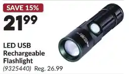 Princess Auto LED USB Rechargeable Flashlight offer