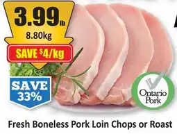 Starsky Ontario Pork Fresh Boneless Pork Loin Chops or Roast offer