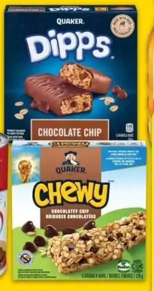 No Frills Quaker dipps or chewy granola bars offer