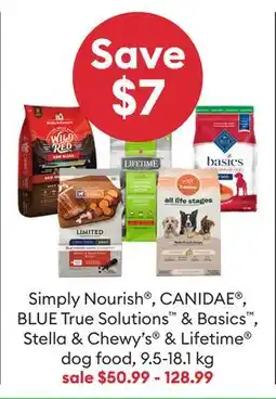 Petsmart Simply Nourish , CANIDAE , BLUE True Solutions & Basics , Stella & Chewy's & Lifetime dog food offer
