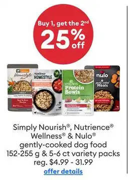 Petsmart Simply Nourish , Nutrience , Wellness & Nulo gently Cooked dog food offer