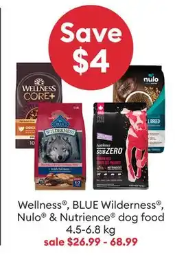 Petsmart Wellness , BLUE Wilderness , Nulo & Nutrience dog food offer