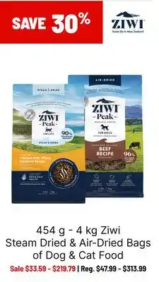 Ren’s Pets Depot Ziwi Steam Dried & Air-Dried Bags of Dog & Cat Food offer