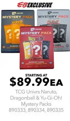 GameStop TCG Univrs Naruto, Dragonball & Yu-Gi-Oh! Mystery Packs offer
